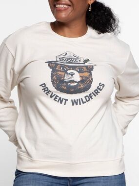 The Landmark Project Smokey Bear Cream Pullover Crewneck Sweatshirt Unisex XL